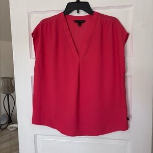 Banana Republic Coral Blouse with Mandarin Collar